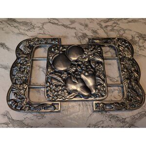 Lenox Metal Trivet Decorative Fruit-Themed With Floral Design Adjustable Length